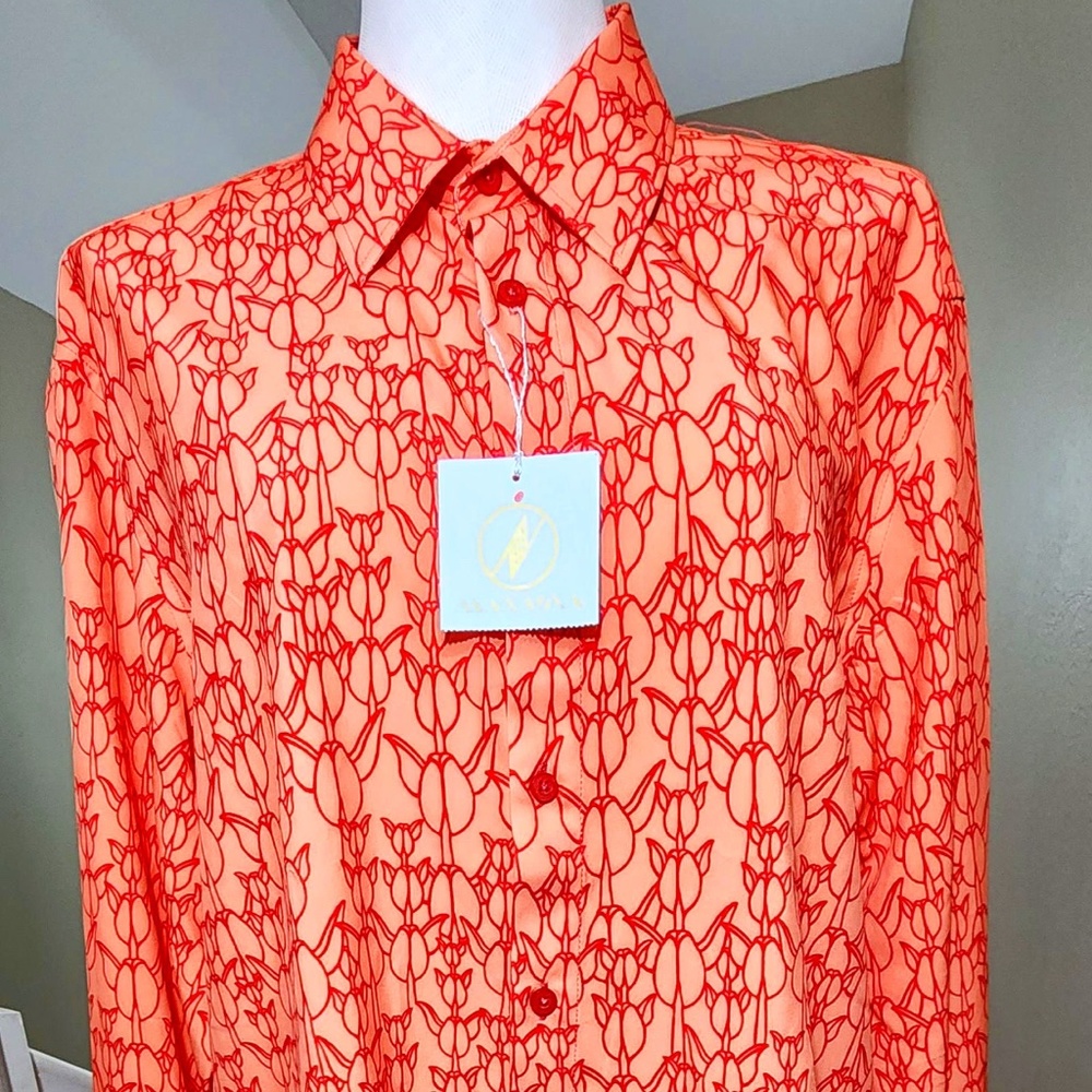 NWT Men's MANAOLA Long Sleeve Kinolau print Shirt size Large